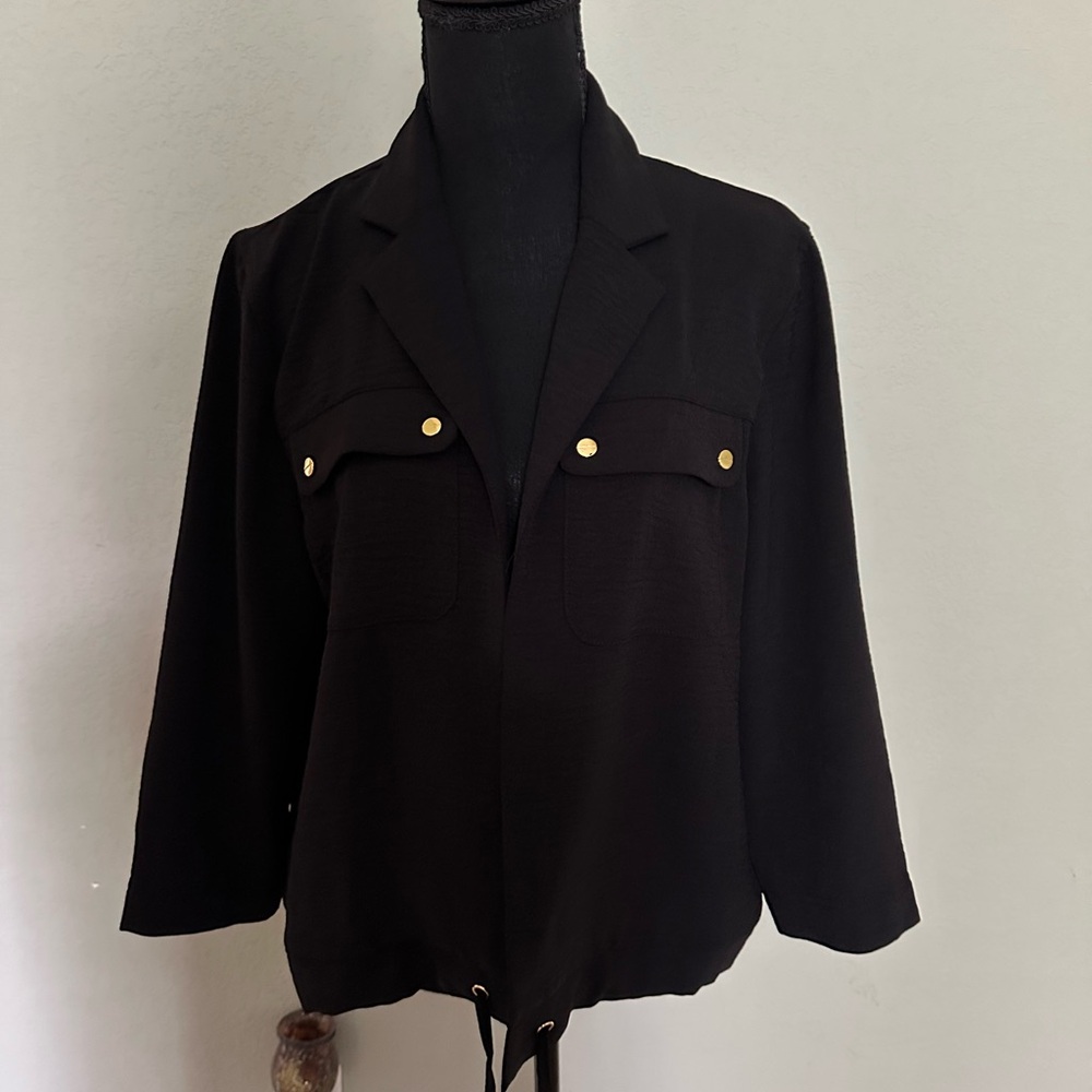 New‎ York Chic Black Women's Jacket with Gold Accents. Size PL. NWT.